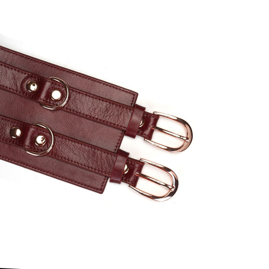 Шкіряний пояс для бондажа, червоний Liebe Seele Wine Red Waist Cuff, L