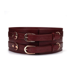 Шкіряний пояс для бондажа, червоний Liebe Seele Wine Red Waist Cuff, L