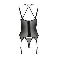 Корсет (с креплениями для чулок, трусики в комплекте), чёрный Passion DROSERA CORSET black, XXL/XXXL
