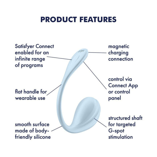 Смарт-віброяйце, блакитне Satisfyer Smooth Petal Connect App Light Blue