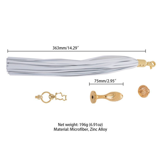 Анальна пробка з білим хвостом поні, форма груші Lockink Sevanda White Pony-Tail Anal Pear-Shape Plug