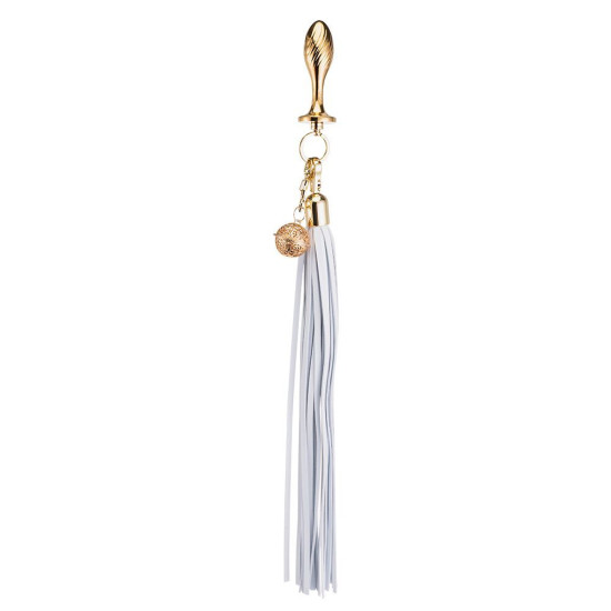 Анальна пробка з білим хвостом поні, форма груші Lockink Sevanda White Pony-Tail Anal Pear-Shape Plug