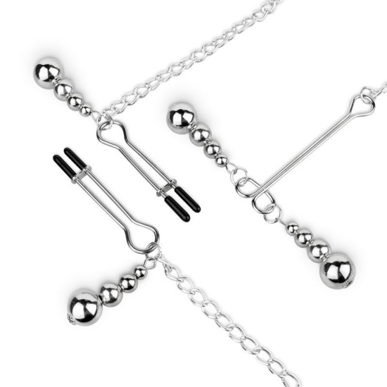 Затискачі для сосків і клітора, сріблясті Bedroom Fantasies Nipple and Clitoris Clamps - Silver