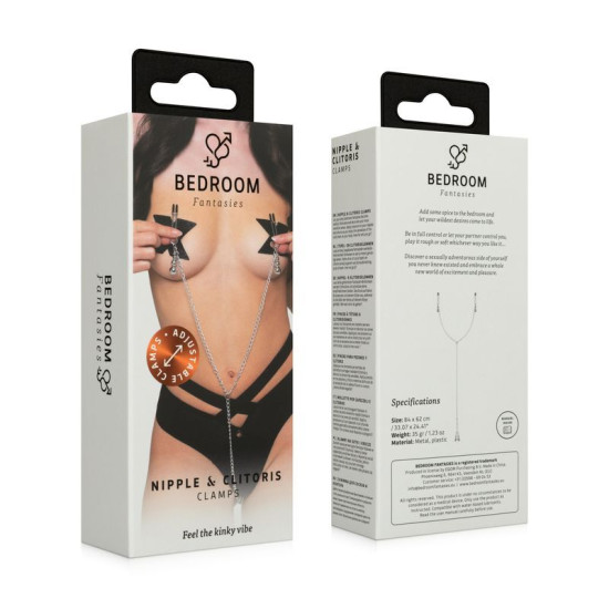 Затискачі для сосків і клітора, сріблясті Bedroom Fantasies Nipple and Clitoris Clamps - Silver