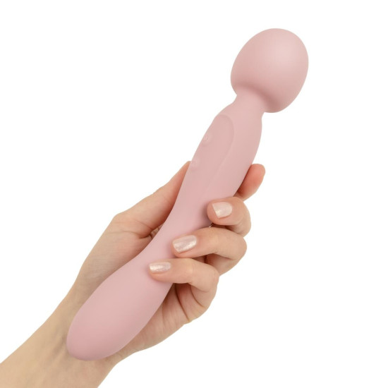 Двосторонній вібромасажер Wand з м'якого силікону, рожевий Good Vibes Only Simi Double-Sided Wand Vibrator Soft Silicone Pink