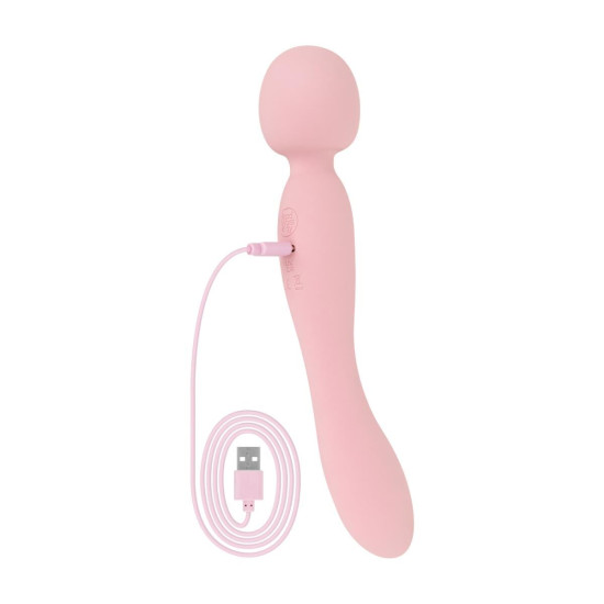 Двосторонній вібромасажер Wand з м'якого силікону, рожевий Good Vibes Only Simi Double-Sided Wand Vibrator Soft Silicone Pink
