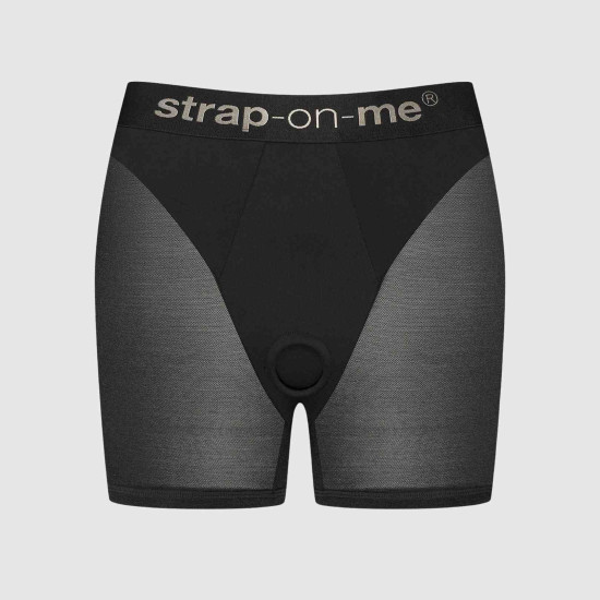 Шорты с фиксацией дилдо, черные Strap-On-Me Harness Lingerie Halo, размер L