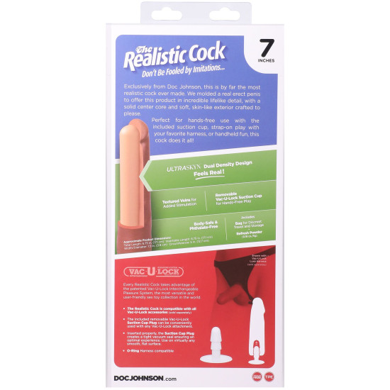 Фаллоимитатор, длина 17.8 см Doc Johnson The Realistic Cock ULTRASKYN - 7 Inch Chocolate