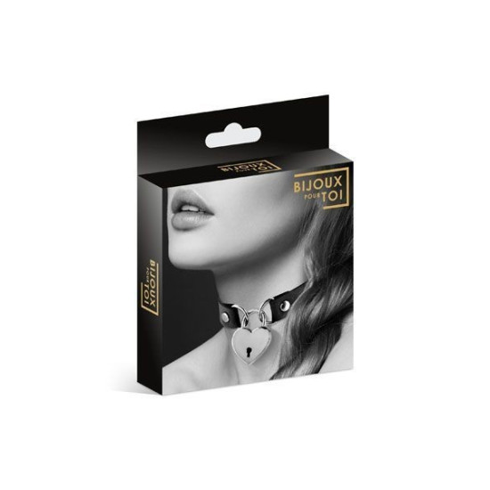 Чокер із замочком-сердечком з екошкіри Bijoux Pour Toi Heart Lock Black