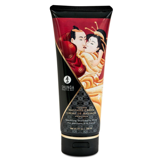 Їстівний масажний крем зі смаком полуничного ігристого вина Shunga Kissable Massage Cream Sparkling Strawberry Wine, 200 ml