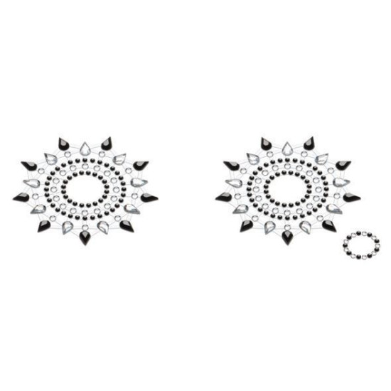 Пэстис из кристаллов (украшение на грудь), черно-серебристые Petits Joujoux Gloria Set of 2 Black/Silver