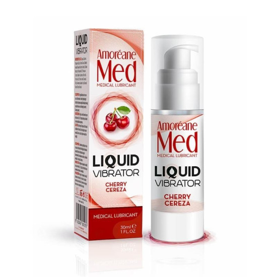 Вишневый лубрикант с эффектом жидкого вибратора Amoreane Med Liquid Vibrator Cherry, 30 ml