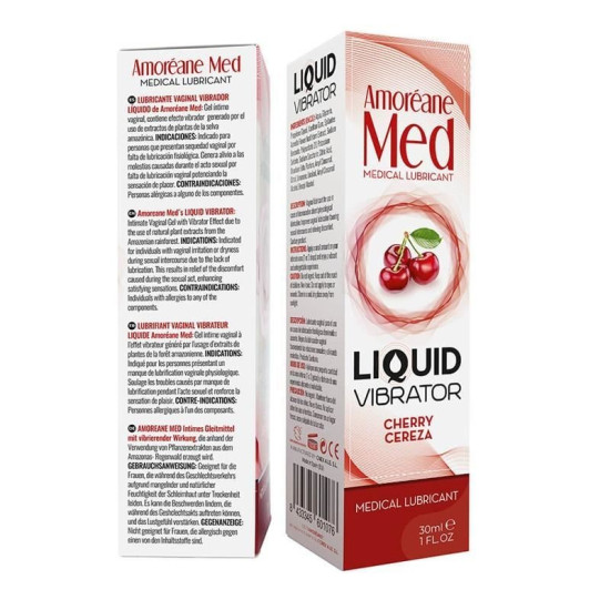 Вишневый лубрикант с эффектом жидкого вибратора Amoreane Med Liquid Vibrator Cherry, 30 ml