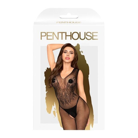 Бодистокинг с узором в виде крыльев и бабочки, черный Penthouse Wild Catch Black, S/L
