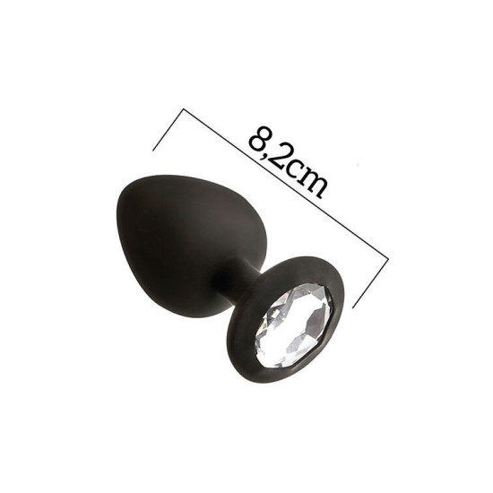 Анальна пробка з кристалом, довжина 8,2 см, діаметр 3,5 см, чорна MAI Attraction Toys №48 Black