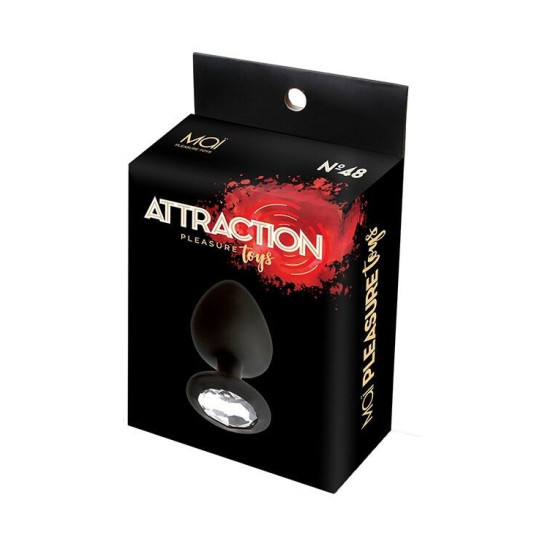 Анальна пробка з кристалом, довжина 8,2 см, діаметр 3,5 см, чорна MAI Attraction Toys №48 Black
