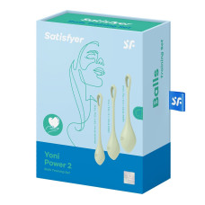 Набор йони бусин, светло-зелёные, диаметр 2–2,5–3 см, вес 22–44–73 г Satisfyer Yoni Power 2 Light Green