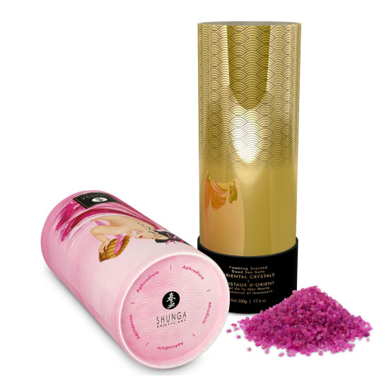 Піниста сіль для ванни з ароматом рожевих пелюсток, сіль Мертвого моря Shunga Dead Sea Salt Oriental Crystals Rose Petal, 500 г