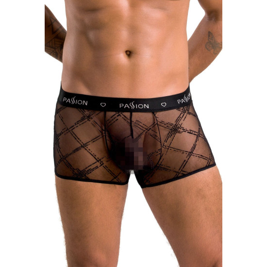 Мужские прозрачные боксеры из сетки, черные Passion 032 Short James Black, L/XL