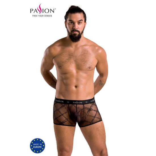 Мужские прозрачные боксеры из сетки, черные Passion 032 Short James Black, L/XL