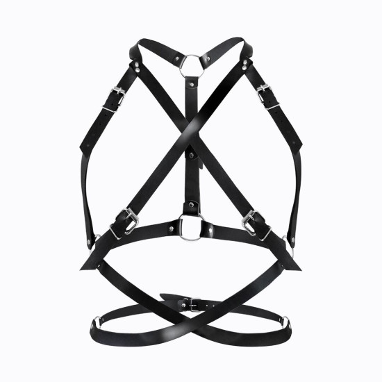 Женская кожаная портупея, чёрная Art of Sex Agnessa Leather Harness Black, XS-M
