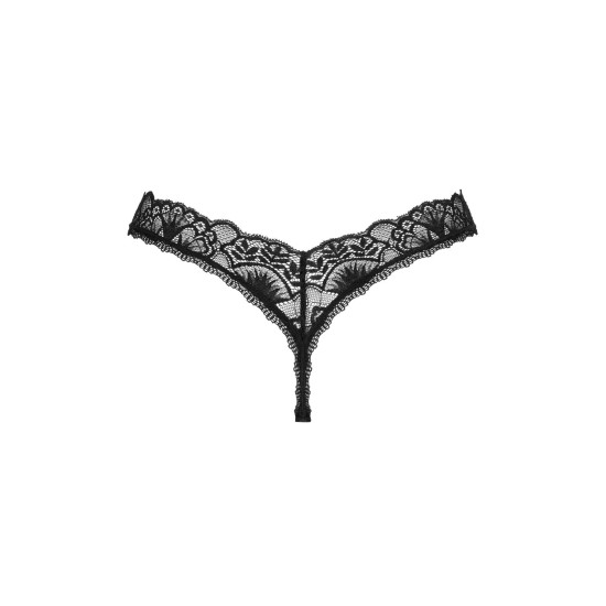 Чёрные кружевные стринги с низкой посадкой Obsessive Donna Dream Thong Black, XS/S