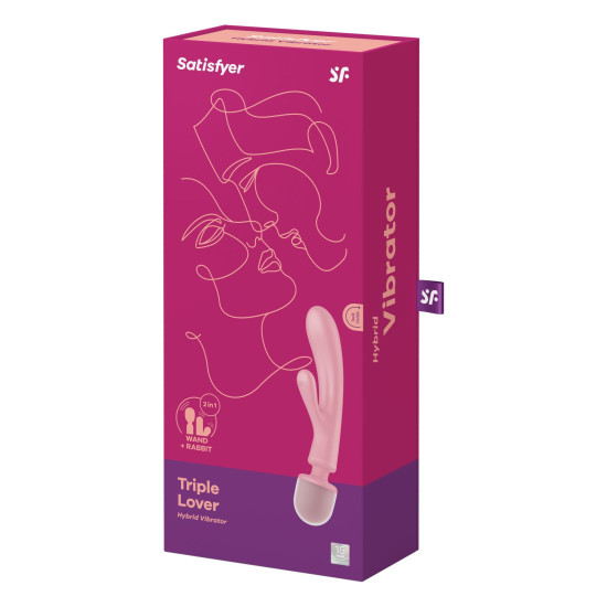 Вібратор-кролик з вібромасажером і трьома моторами, рожевий Satisfyer Triple Lover Pink