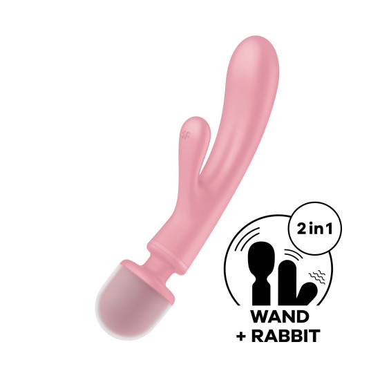 Вібратор-кролик з вібромасажером і трьома моторами, рожевий Satisfyer Triple Lover Pink