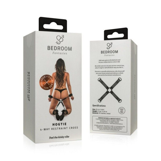 Чёрная крестовина для фиксации, Bedroom Fantasies Hogtie 4-Way Restraint Cross Black