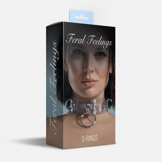 Ошейник для фиксации, прозрачный Feral Feelings D-Rings Transparent