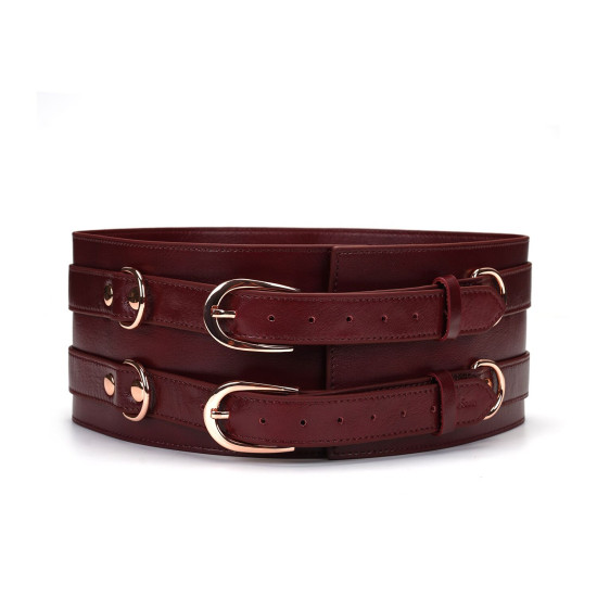Шкіряний пояс для бондажа, червоний Liebe Seele Wine Red Waist Cuff, M