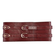 Шкіряний пояс для бондажа, червоний Liebe Seele Wine Red Waist Cuff, M