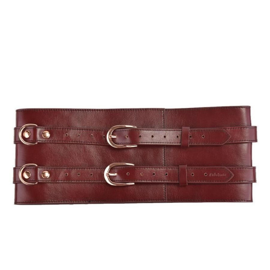 Шкіряний пояс для бондажа, червоний Liebe Seele Wine Red Waist Cuff, M