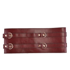 Шкіряний пояс для бондажа, червоний Liebe Seele Wine Red Waist Cuff, M