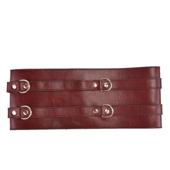 Шкіряний пояс для бондажа, червоний Liebe Seele Wine Red Waist Cuff, M