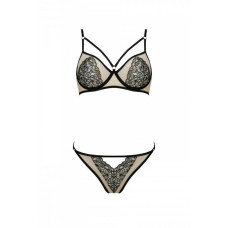 Комплект (бюстгальтер і трусики), бежевий Passion Lorina Set Beige, XXL/XXXL