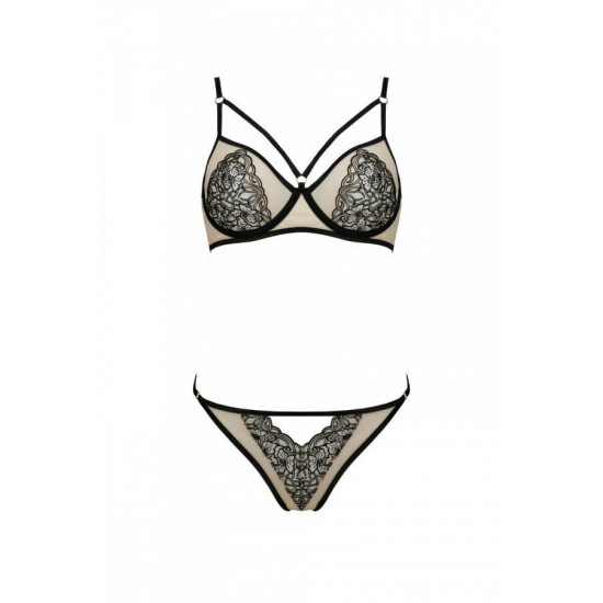 Комплект (бюстгальтер и трусики), бежевый Passion Lorina Set Beige, XXL/XXXL