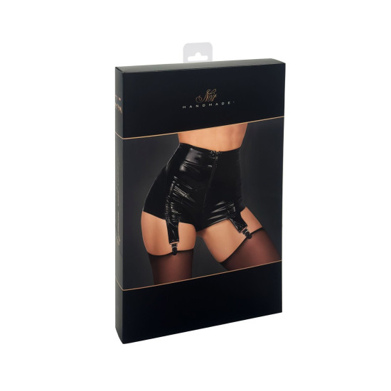 Шортики з підтяжками, мокрий ефект і вініл Noir Handmade F325 Glam Suspender Wetlook and Vinyl Shorts, XL