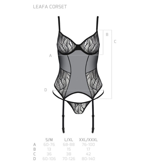 Корсет, чёрный Passion LEAFA CORSET black, L/XL
