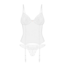 Корсет, гибкие косточки, открытая спина, стринги в комплекте Obsessive Alissium Corset & Thong, M/L