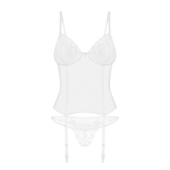 Корсет, гибкие косточки, открытая спина, стринги в комплекте Obsessive Alissium Corset & Thong, M/L