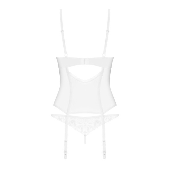 Корсет, гибкие косточки, открытая спина, стринги в комплекте Obsessive Alissium Corset & Thong, M/L
