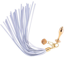Анальна пробка з білим хвостом поні, форма троянди Lockink Sevanda White Pony-Tail Anal Rose-Shape Plug