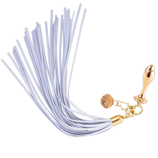 Анальна пробка з білим хвостом поні, форма троянди Lockink Sevanda White Pony-Tail Anal Rose-Shape Plug