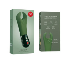 Вібратор для пеніса, підходить для парних ігор, зелений Fun Factory Manta Moss Green/Black