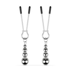 Затискачі для сосків із ланцюжком із намистин, сріблясті Bedroom Fantasies Nipple Clamps with Beaded Chain - Silver