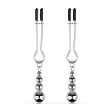 Затискачі для сосків із ланцюжком із намистин, сріблясті Bedroom Fantasies Nipple Clamps with Beaded Chain - Silver