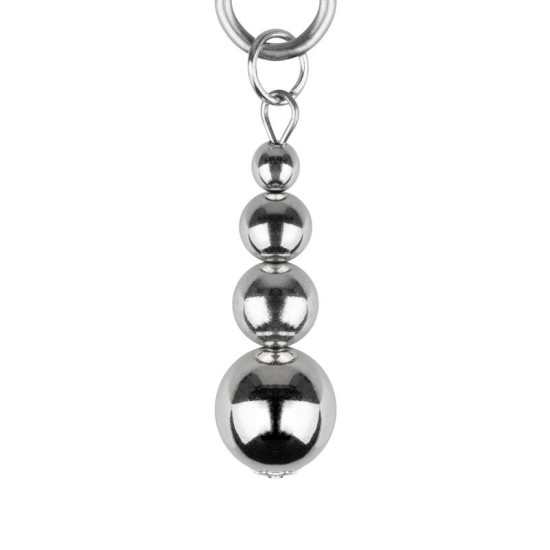 Зажимы для сосков с цепочкой из бусин, серебристые Bedroom Fantasies Nipple Clamps with Beaded Chain - Silver