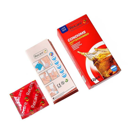 Презервативи з пухирцями та ребрами з ароматом коли, 12 шт Recare Cola Dotted&Ribbed Condoms