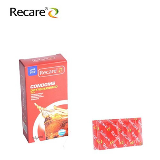 Презервативи з пухирцями та ребрами з ароматом коли, 12 шт Recare Cola Dotted&Ribbed Condoms